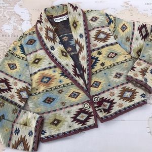 Vintage Aztec Tapestry Jacket Medium Boho Festival
